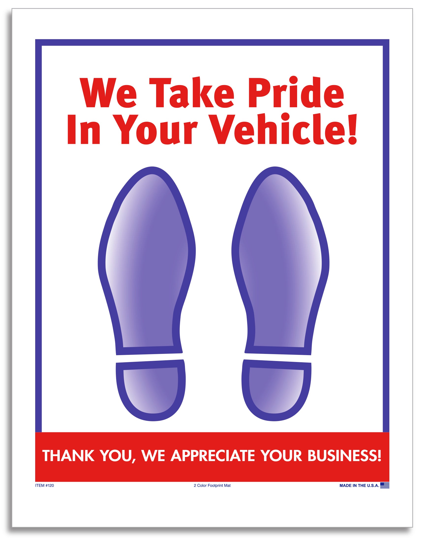 Floor Mat - Paper Footprint 2-Color - Red & Blue, 50#, Box of 500