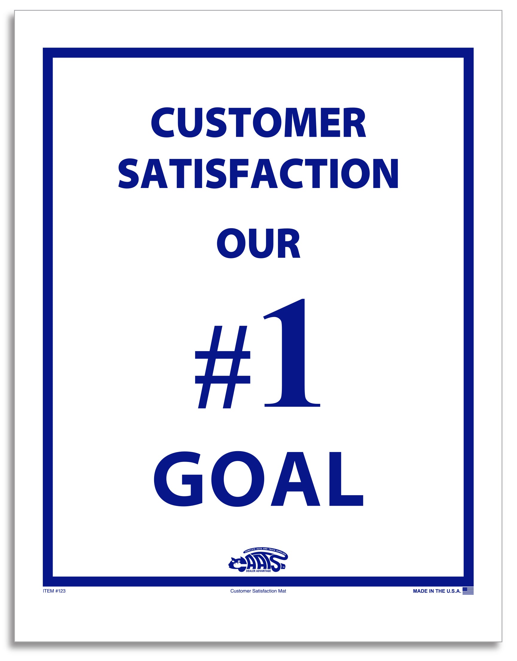 Floor Mat - Poly Back 1 Color - Blue "Customer Satisfaction" Box of 500