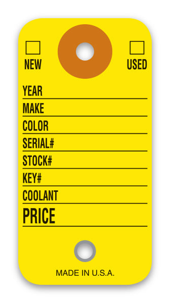 Colored Key Tags - CT-5 YELLOW - With Rings Qty. 500
