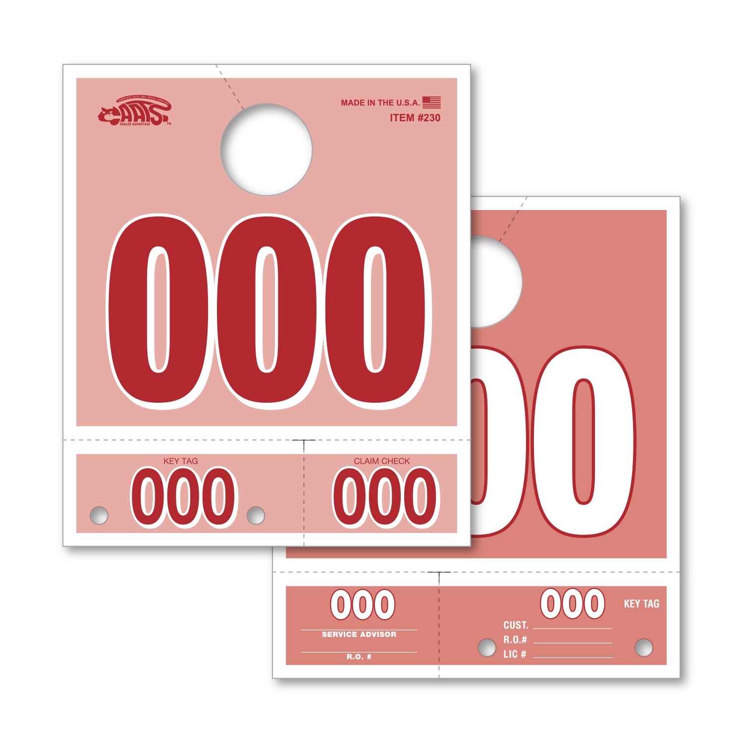 Service Dispatch Numbers - RED 3D-NR - 000-999