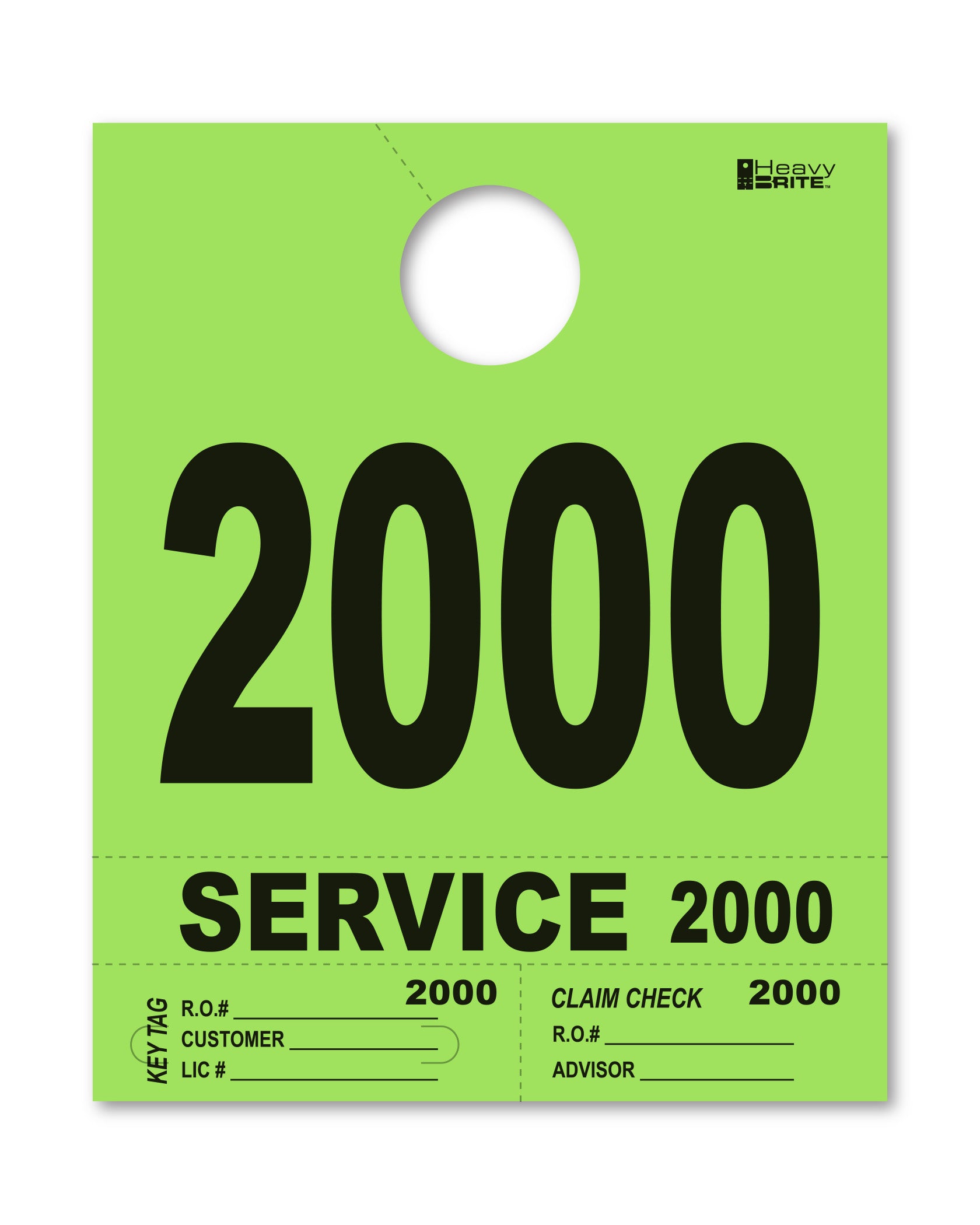 4 Part Heavy Brite Disp. No. - HB4P-2 - Lime Green - 2000-2999