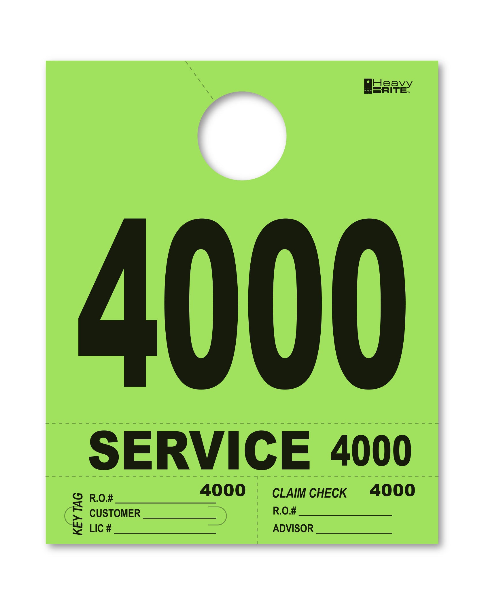 4 Part Heavy Brite Disp. No. - HB4P-4 - Lime Green - 4000-4999