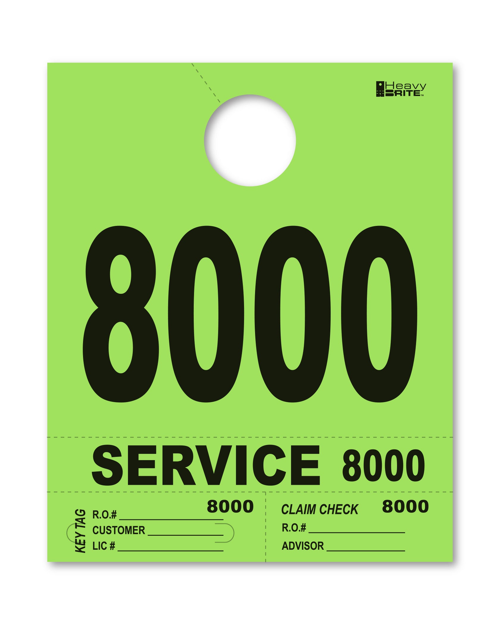 4 Part Heavy Brite Disp. No. - HB4P-8 - Lime Green - 8000-8999