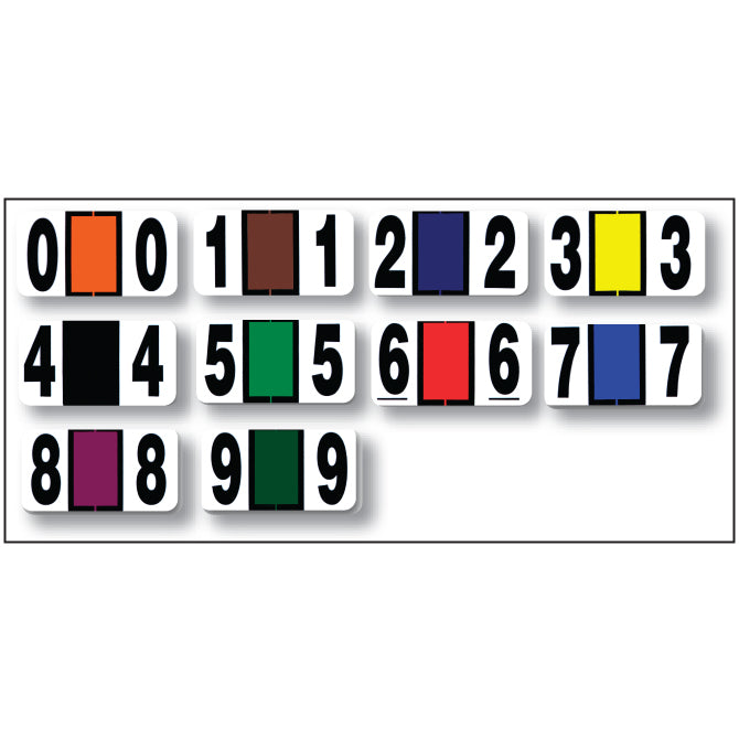 Full Set - Color Code ROLL Numbers (0-9) 10 Rolls