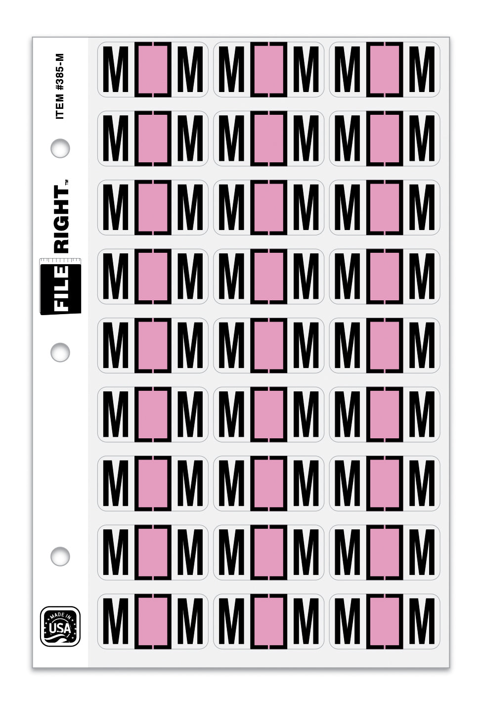 Color-Code Alphabet Letter M, Ring Book, Pkg. of 270 Labels