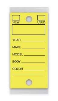 Self-Protect Key Tags - YELLOW # 200 - 250 Per Box With Rings