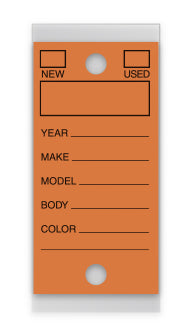 Self-Protect Key Tags - ORANGE #200 - 250 Per Box With Rings