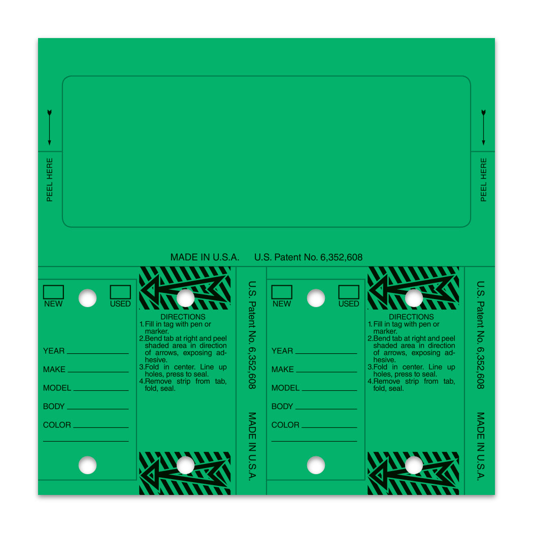 Control-Tags - #226 - Qty. 125 Per Box With Rings - Green Blank
