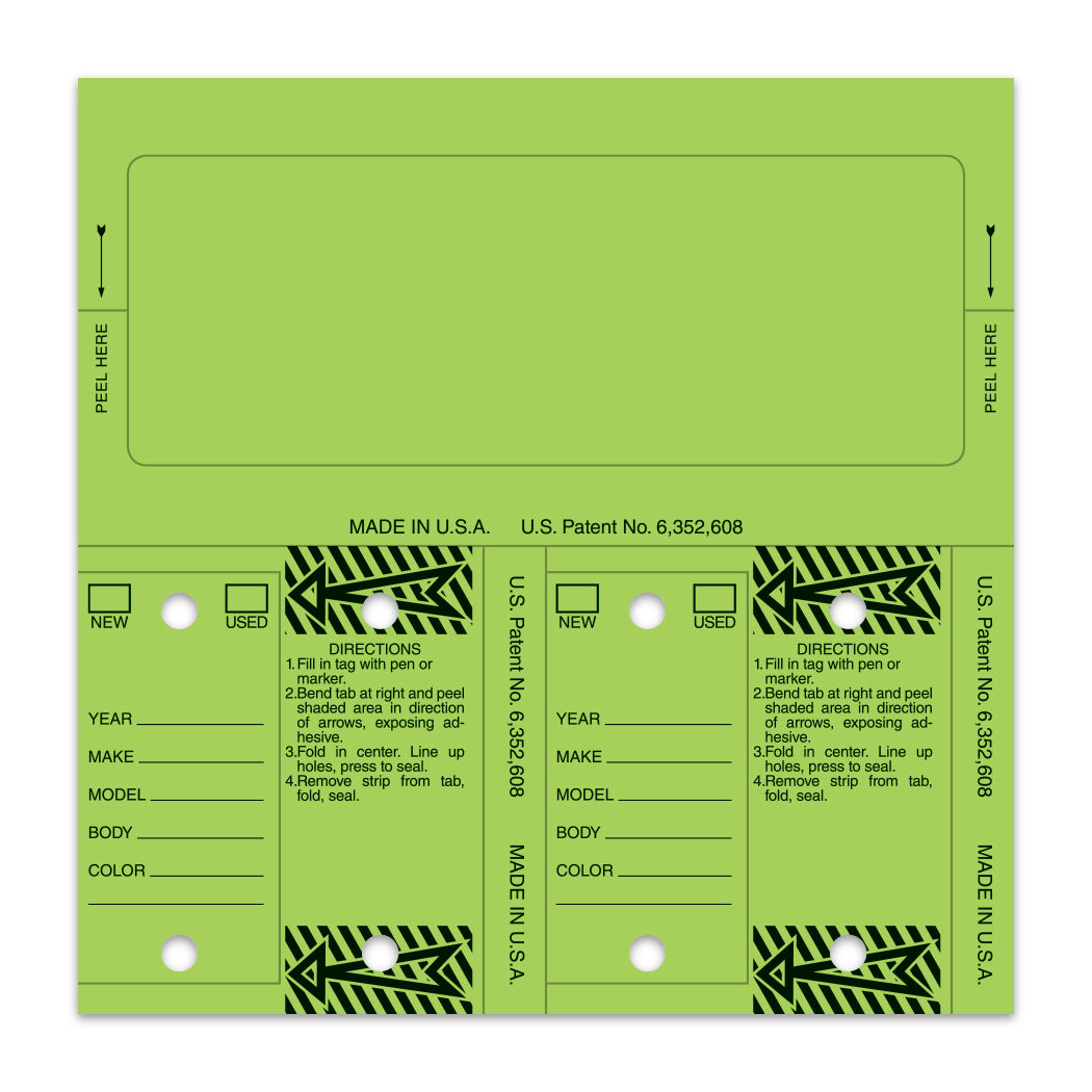 Control-Tags - #226 - Qty. 125 Per Box With Rings - Lime Blank
