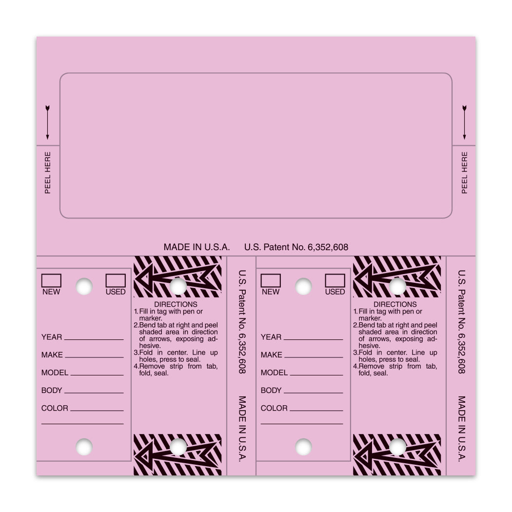 Control-Tags - #226 - Qty. 125 Per Box With Rings - Pink / Lilac Blank