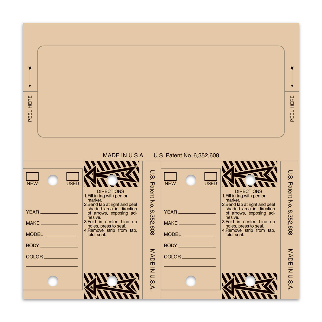 Control-Tags - #226 - Qty. 125 Per Box With Rings - Tan Blank
