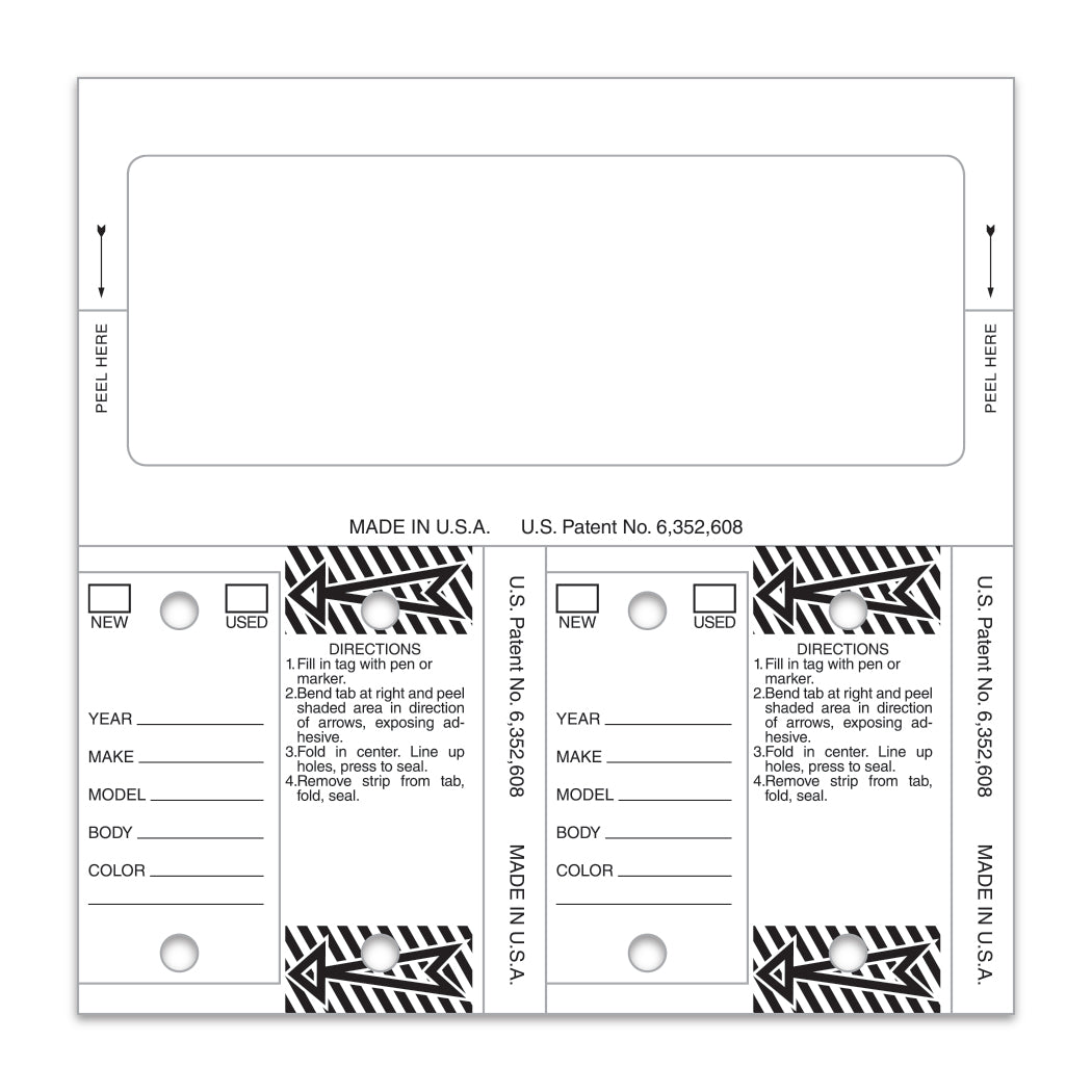 Control-Tags - #226 - Qty. 125 Per Box With Rings - White Blank