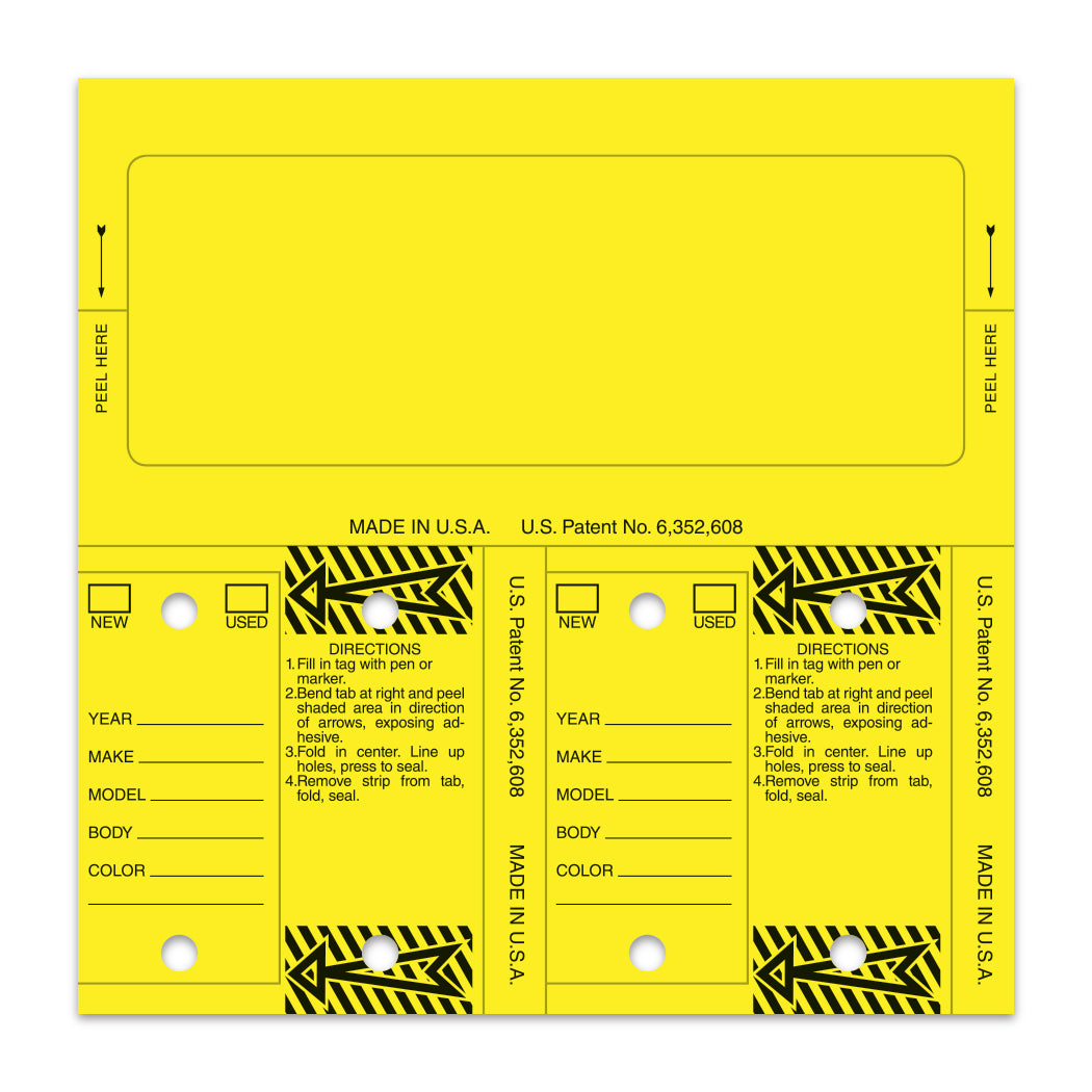 Control-Tags - #226 - Qty. 125 Per Box With Rings - Yellow Blank