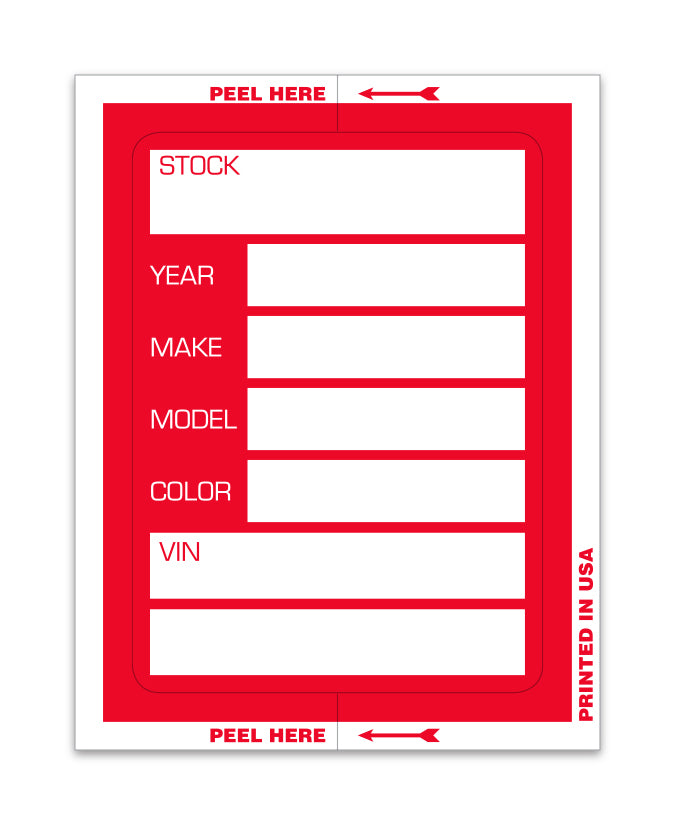 Kleer-Bak Stock Sticker - Red #405 Large - 100 per pack