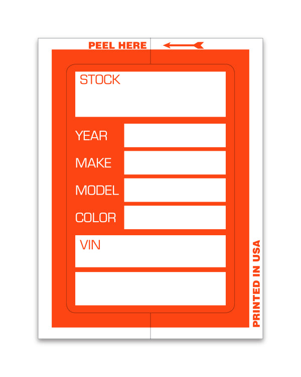 Kleer-Bak Stock Sticker - ORANGE #400 - 100 per pack