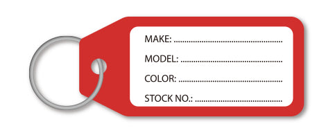 Plastic Key Tag - Red - Qty. 100 Per Box