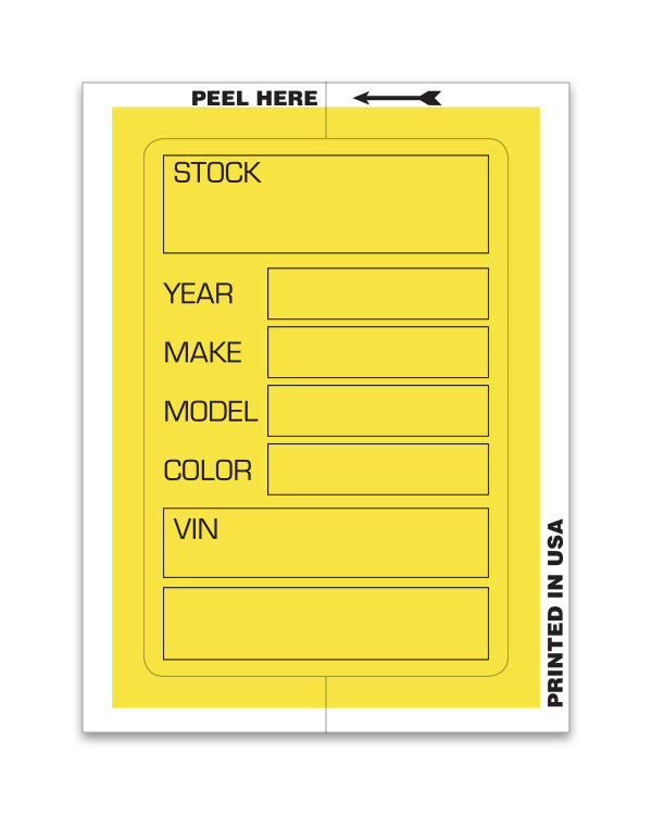 Kleer-Bak Stock Sticker - YELLOW #400 - 100 per pack