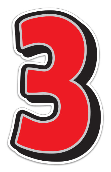 Giant Magnetic Number - Red with Gray Border - 3 - Qty. 1