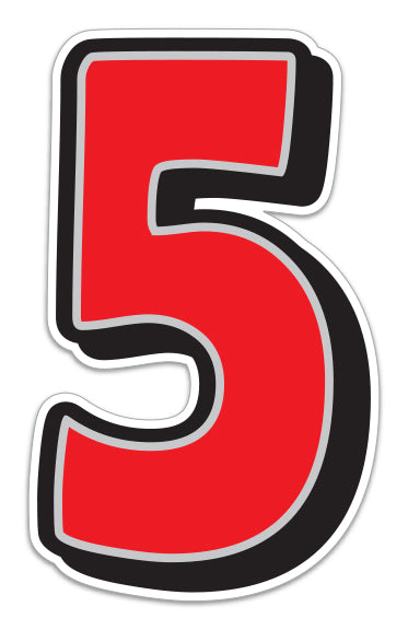 Giant Magnetic Number - Red with Gray Border - 5 - Qty. 1