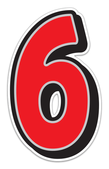 Giant Magnetic Number - Red with Gray Border - 6 - Qty. 1