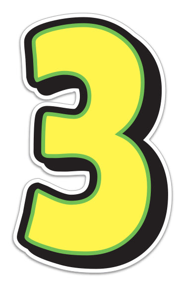 Giant Magnetic Number - Yellow with Green Border - 3 - Qty. 1
