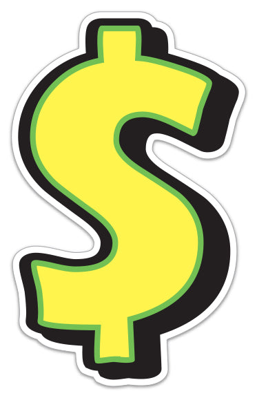 Giant Magnetic Number - Yellow with Green Border - "$" - Qty. 1