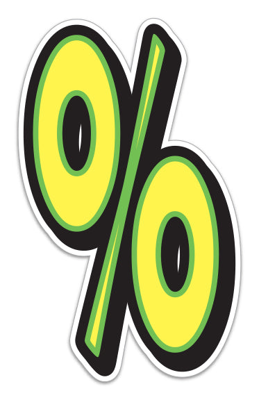 Giant Magnetic Number - Yellow with Green Border - "%" - Qty. 1