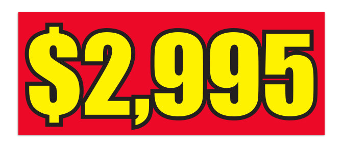 Windshield Banner - $2,995 Red - Qty. 1