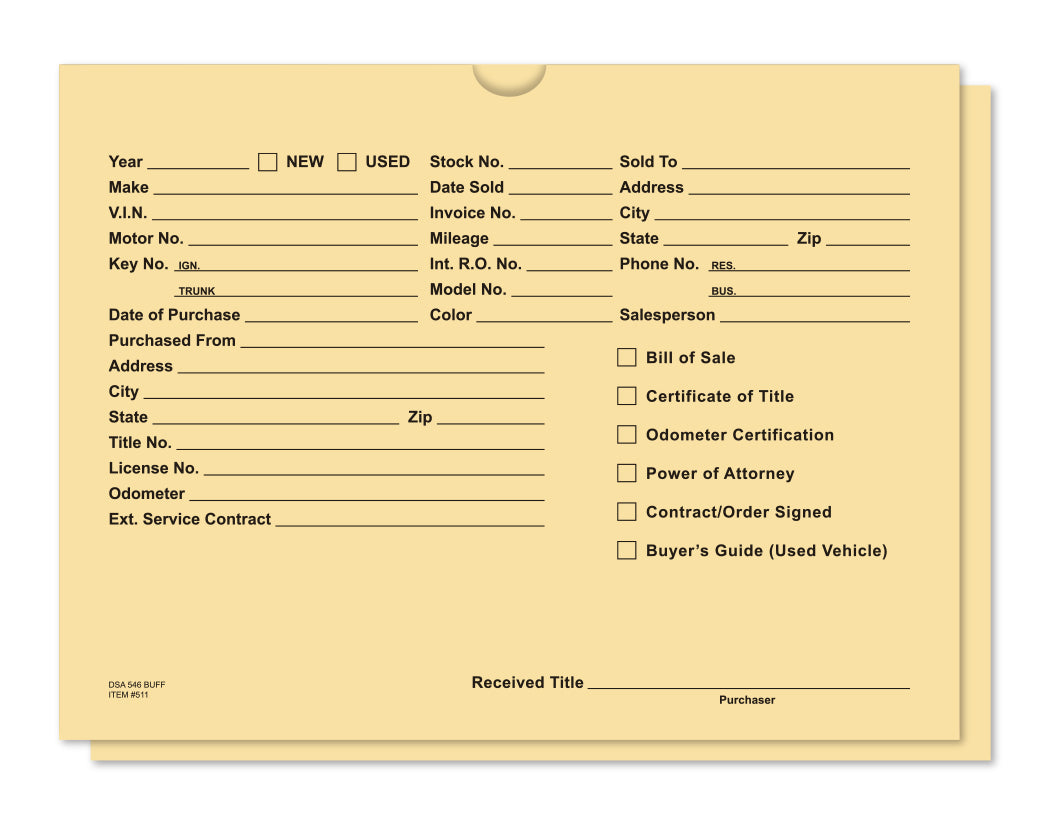 Vehicle Deal Jackets, Printed - DSA-546-BUFF - Box of 100