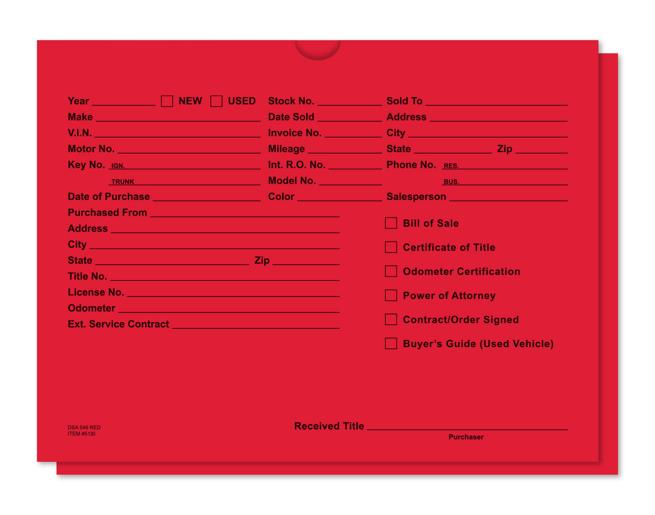 Vehicle Deal Jackets, Printed - DSA-546-RED - Box of 500