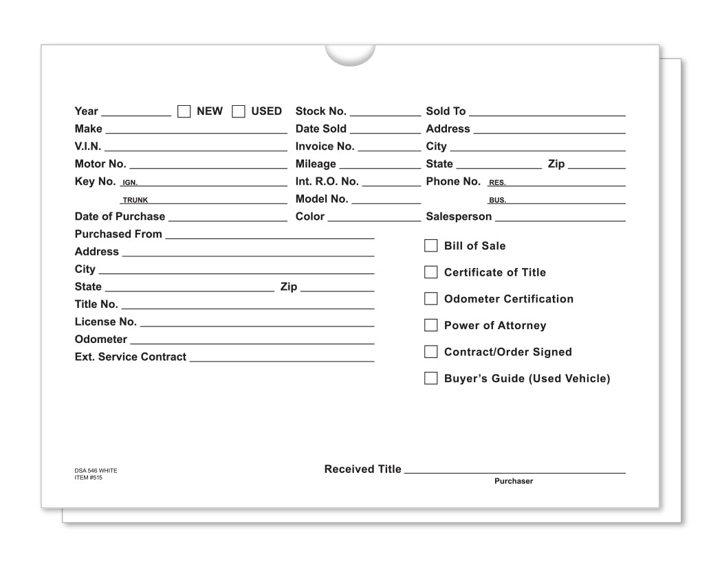 Vehicle Deal Jackets, Printed - DSA-546-WHITE - Box of 100