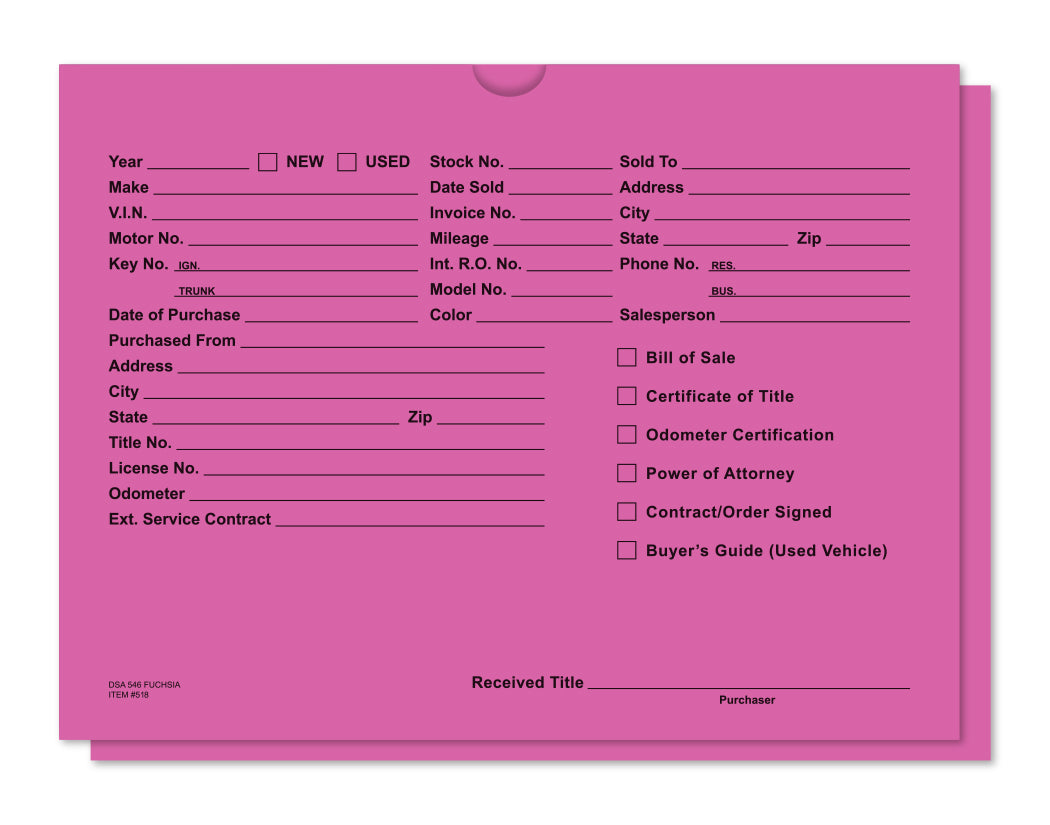 Vehicle Deal Jackets, Printed - DSA-546-FUCHSIA - Box of 100