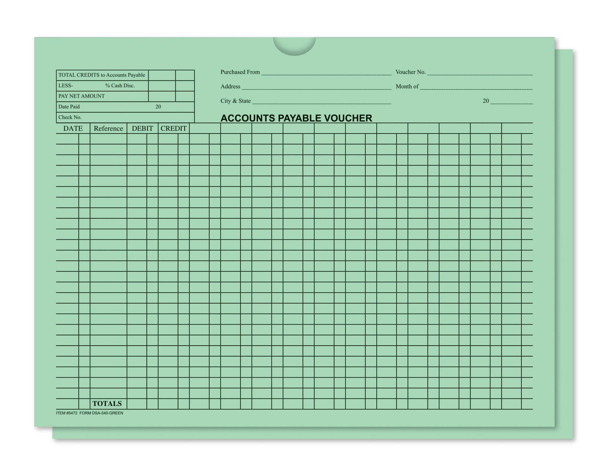Accounts Payable Voucher Env. - DSA-540 GREEN - Qty. 100