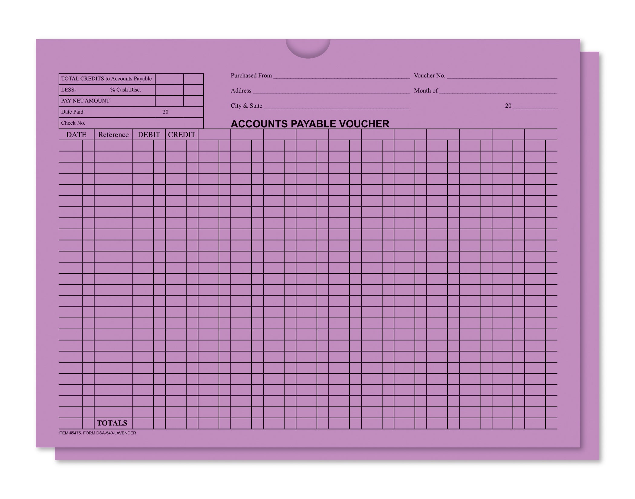 Accounts Payable Voucher Env. - DSA-540 Lavendar- Qty. 100
