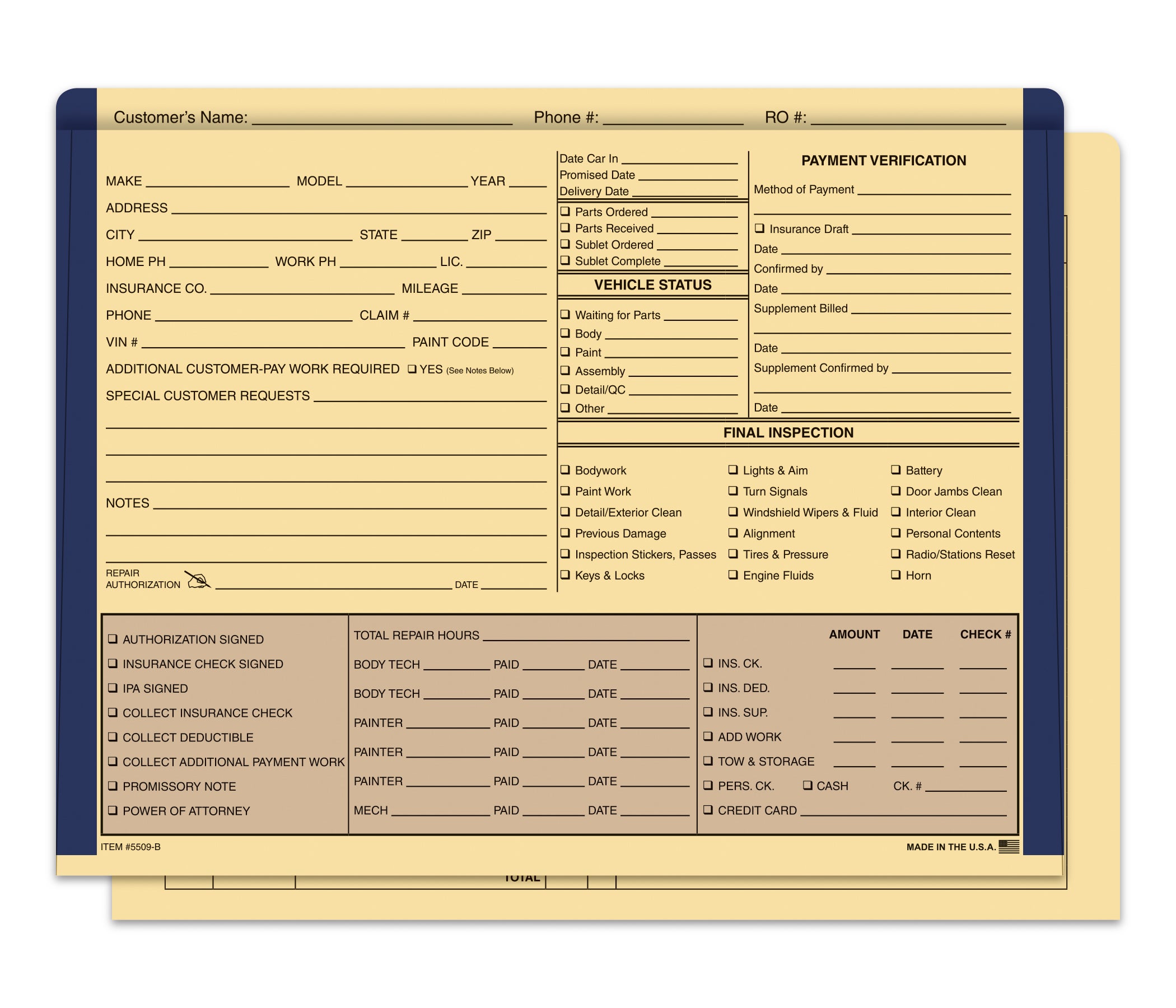 Color Edge Body Shop Jacket, BUFF/Blue - Box of 100