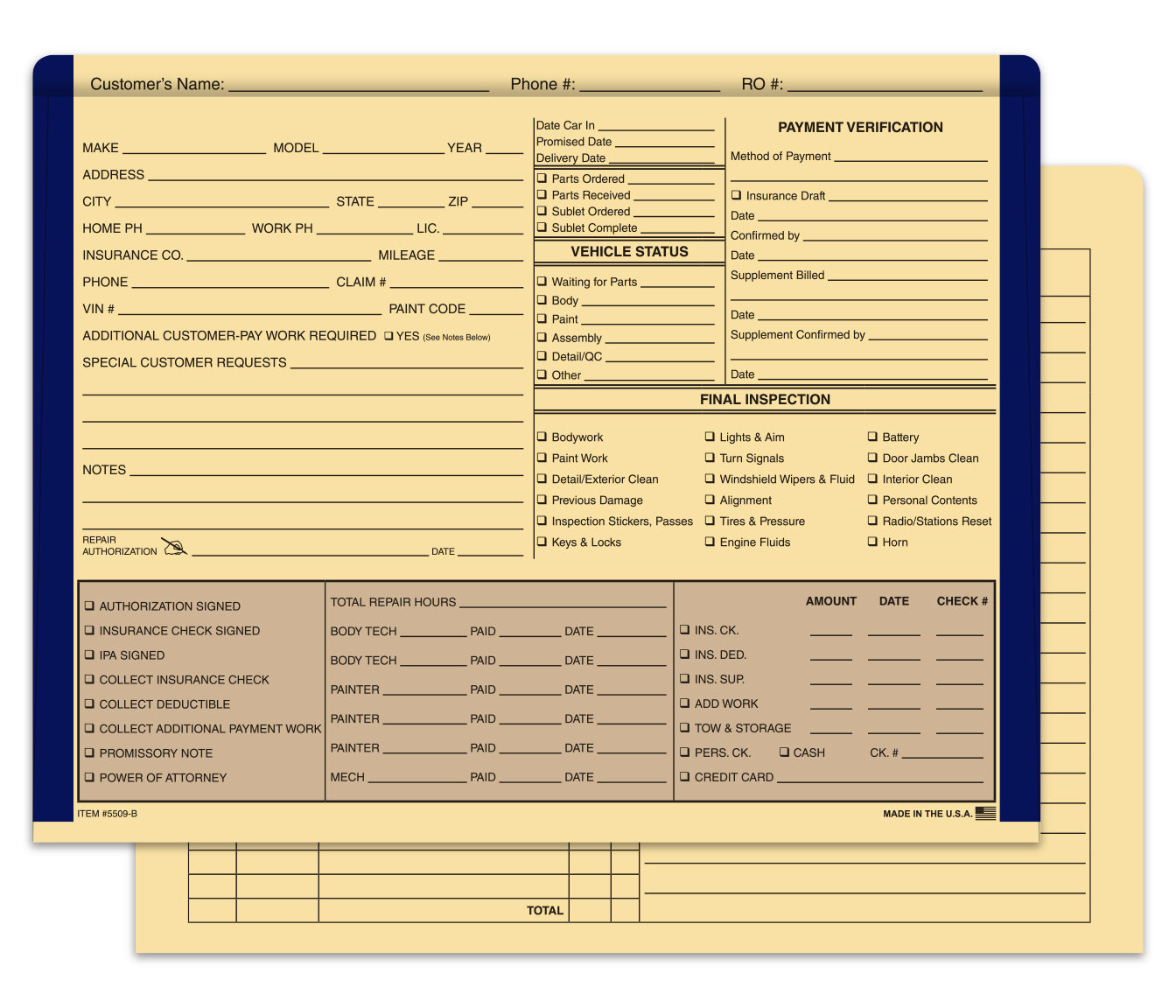 Color Edge Body Shop Jacket, BUFF/Blue - Box of 500