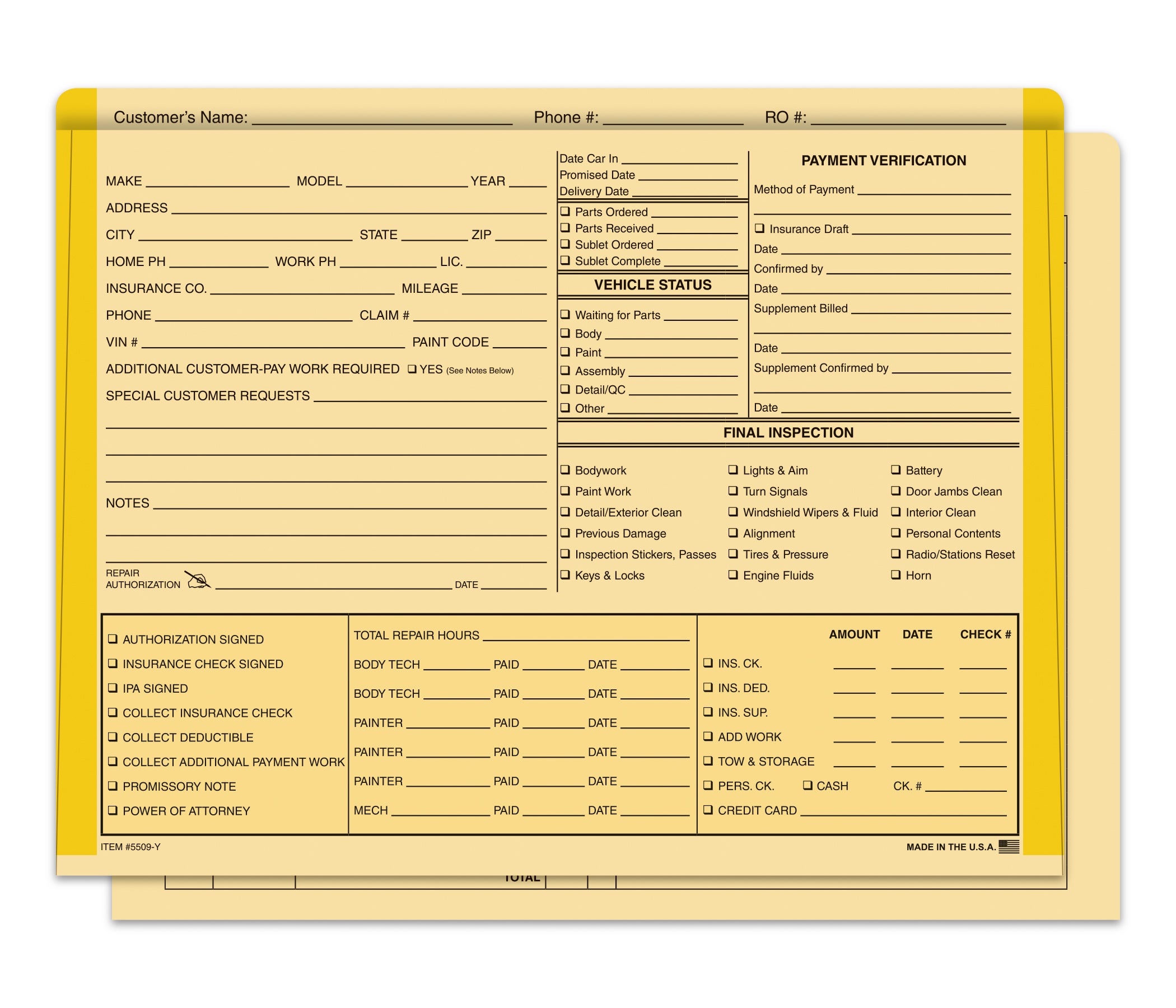 Color Edge Body Shop Jacket, BUFF/Yellow - Box of 100