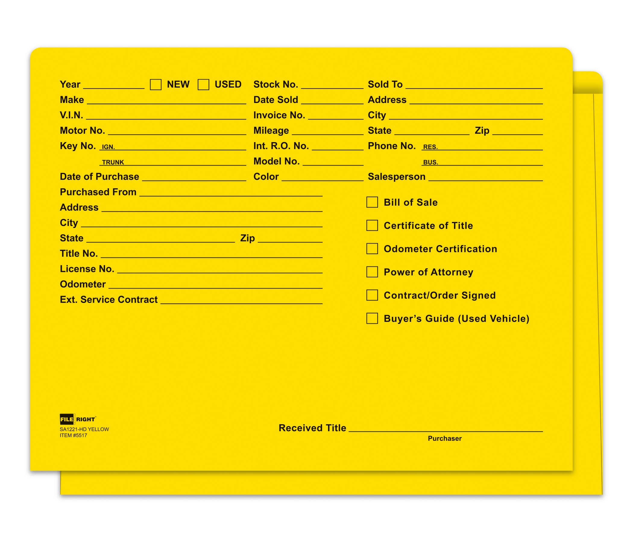 Heavy Duty Deal Jacket, Printed - SA1221-HD-YELLOW - Box of 100
