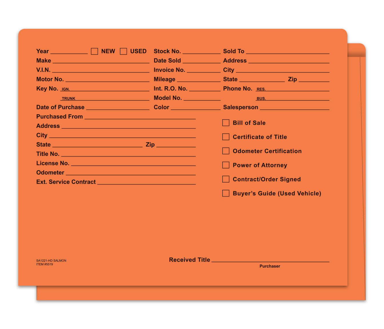 Heavy Duty Deal Jacket, Printed - SA1221-HD-SALMON - Box of 500