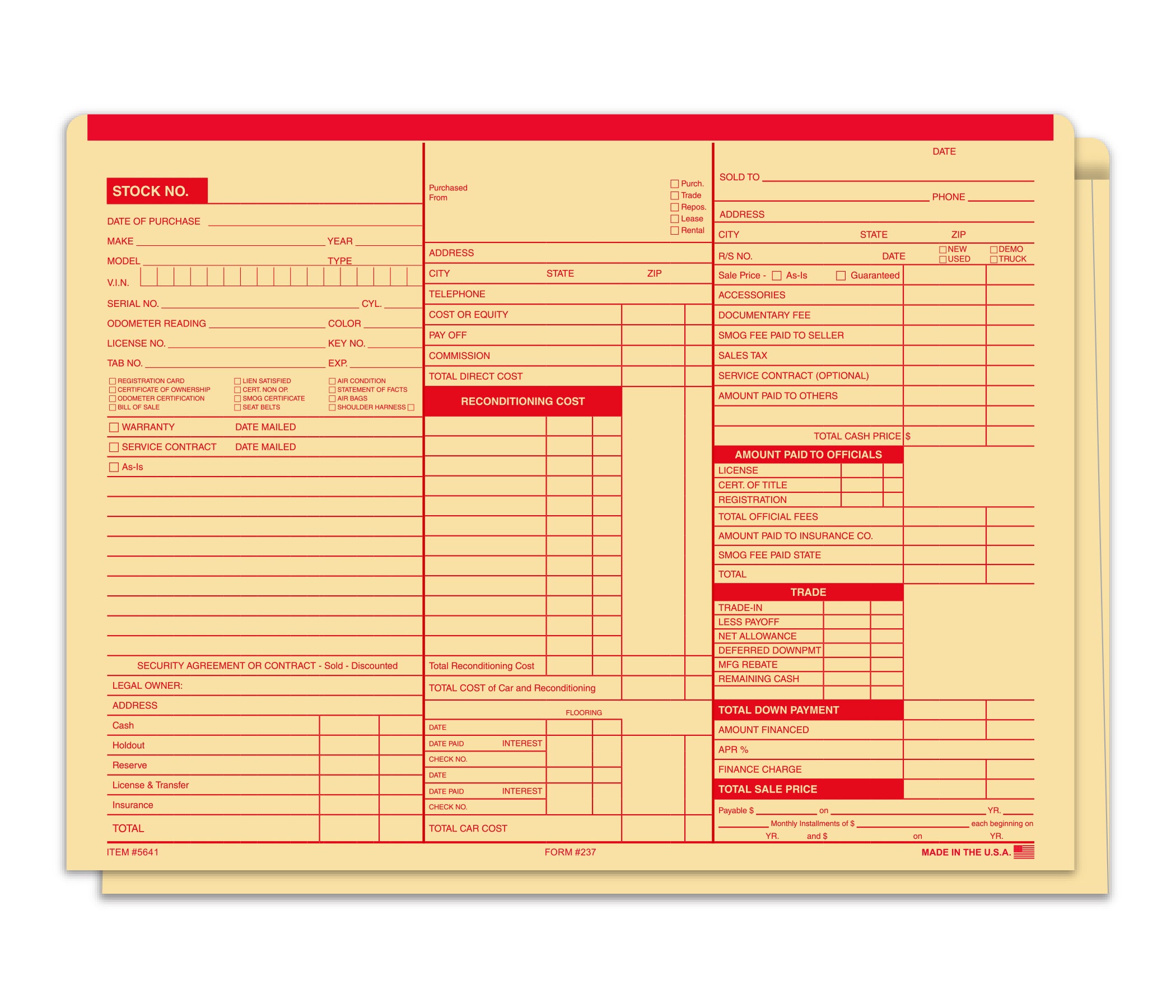 Heavy Stock Deal Jackets Printed- Red - #237 Pack of 100