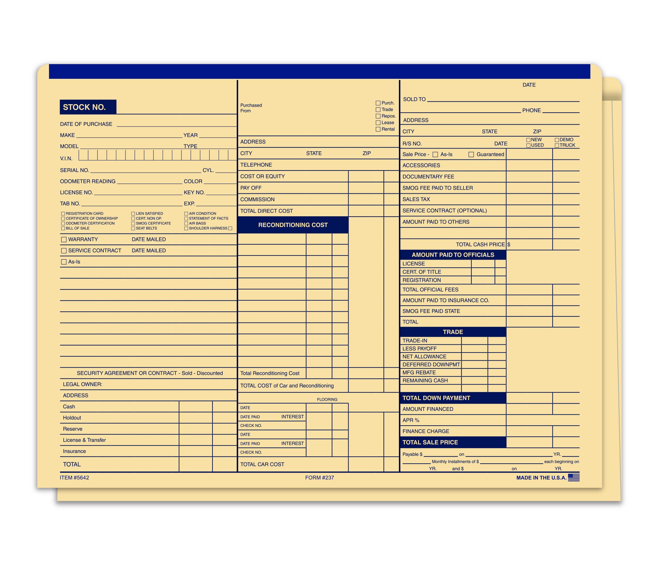 Heavy Stock Deal Jackets Printed- Blue - #237 Box of 500