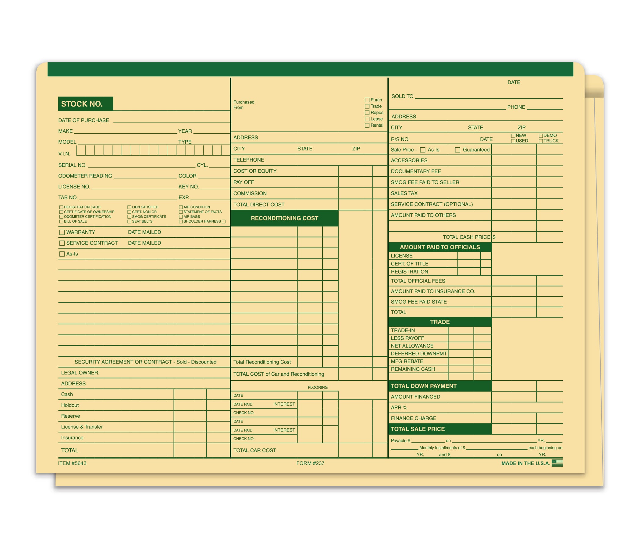 Heavy Stock Deal Jackets Printed- Green - #237 Pack of 100