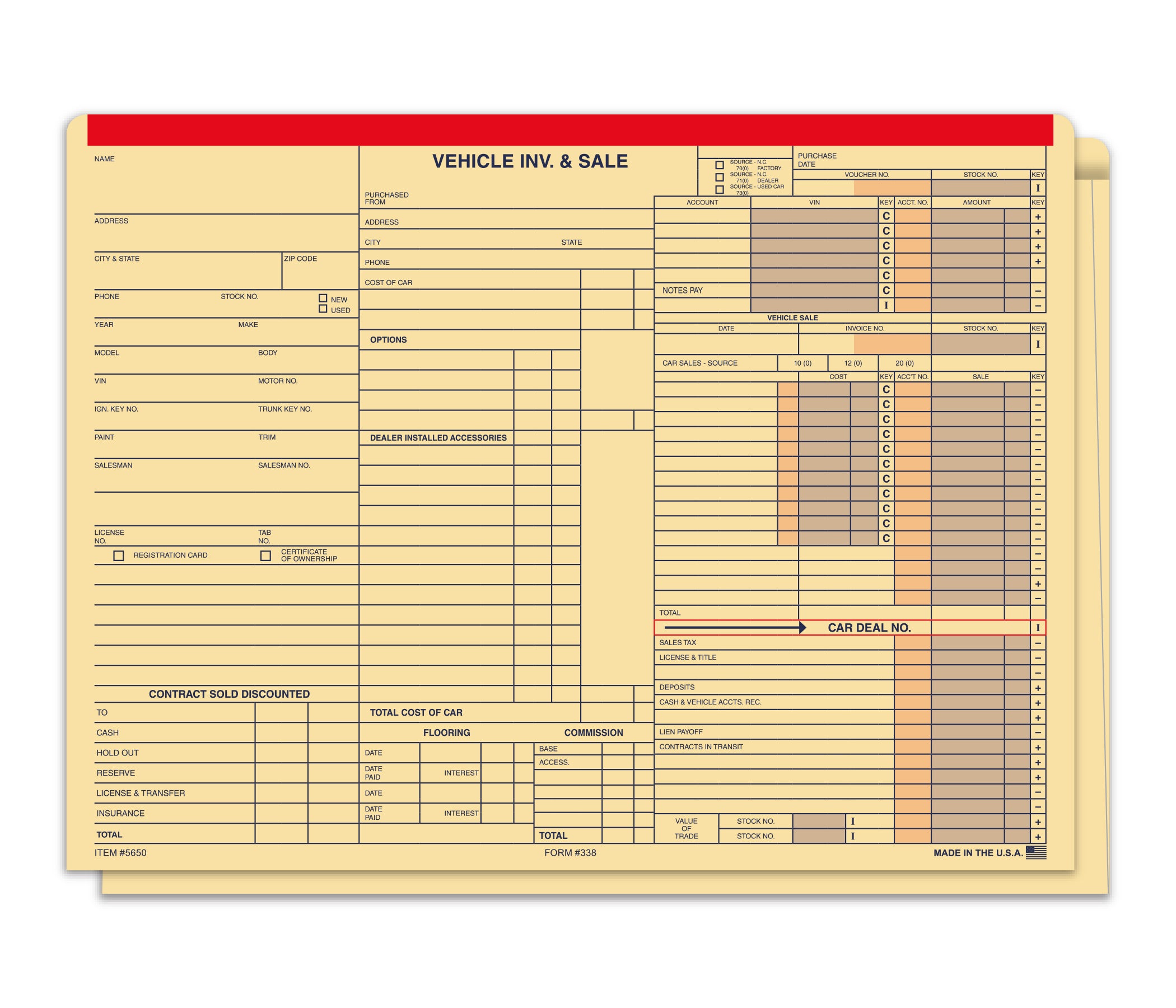 Heavy Duty Vehicle Inv. & Sale Jacket Printed- Red/Stripe - #338 Box of 500
