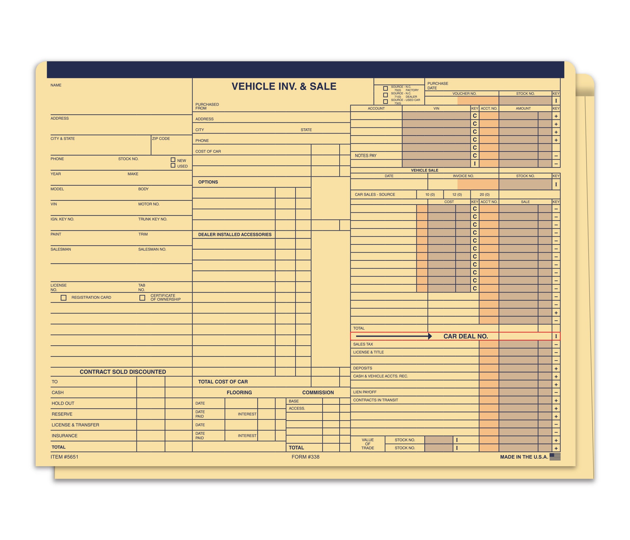 Heavy Duty Vehicle Inv & Sale Jacket Printed- Blue/Stripe -#338 Pack of 100