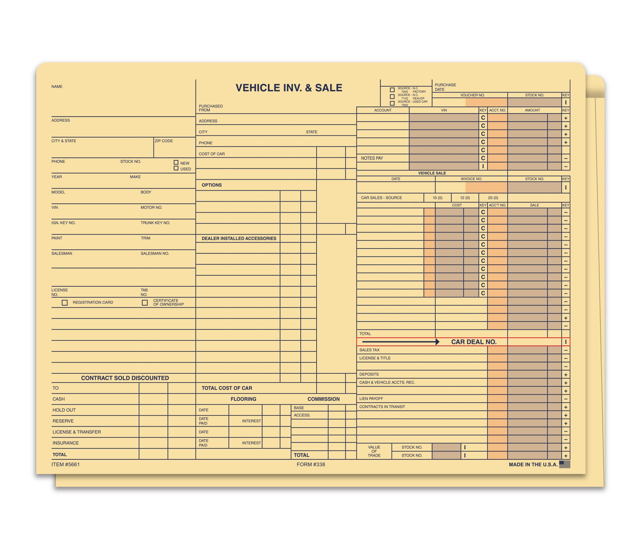 Heavy Duty Vehicle Inv & Sale Jacket Printed- Blue No Strp- #338 Box of 500