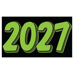 Rectangle Year Window Sticker - 2027 GREEN on BLACK - Qty. 12