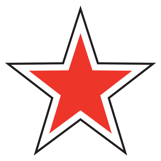 Window Sticker - Star - Red & White - 5" - Qty. 12
