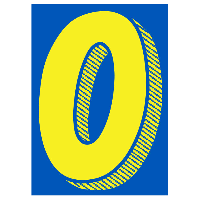 Window Sticker - 7 1/2" Blue/Yellow #0 - Qty. 12