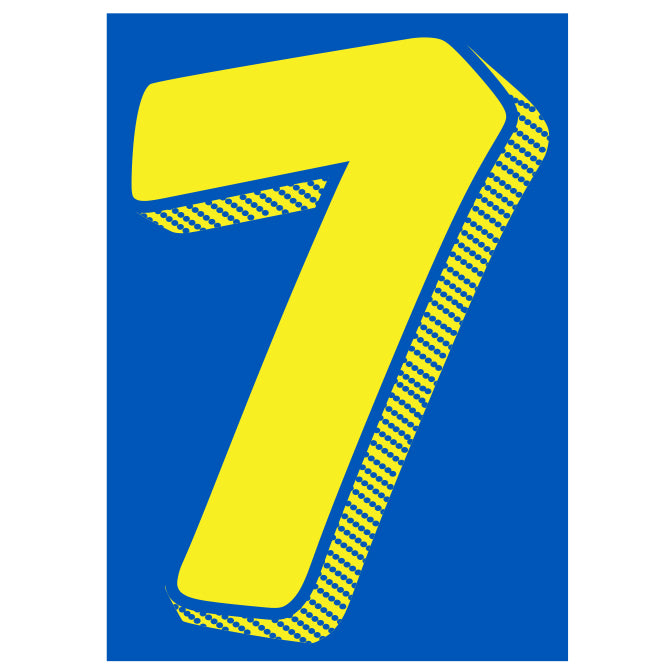 Window Sticker - 7 1/2" Blue/Yellow #7 - Qty. 12