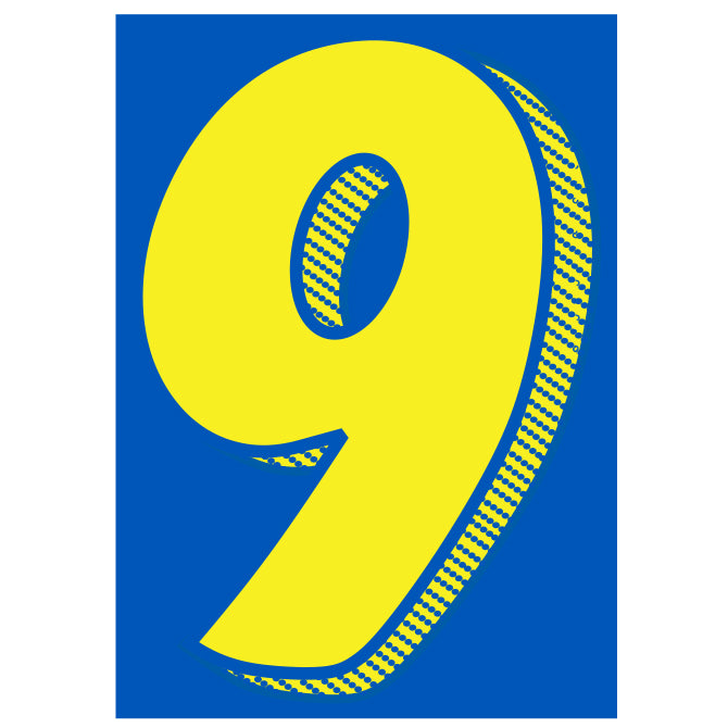 Window Sticker - 7 1/2" Blue/Yellow #9 - Qty. 12